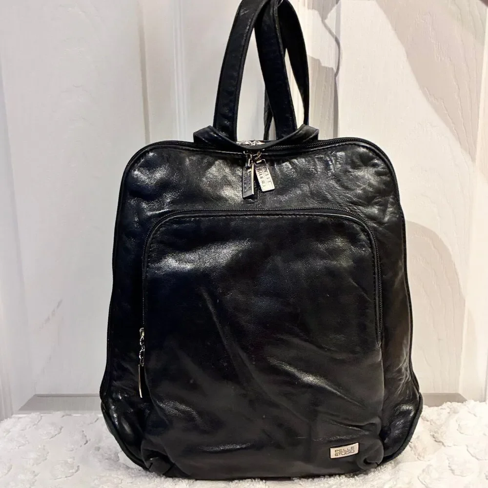 Pelle Studio Wilson's Leather Collab Black Leather Small Backpack